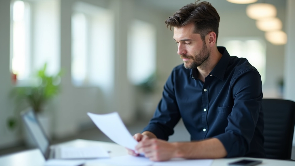 Marco Rossi che lavora al desk con documenti WCAG e strumenti di accessibility testing, studio luminoso moderno